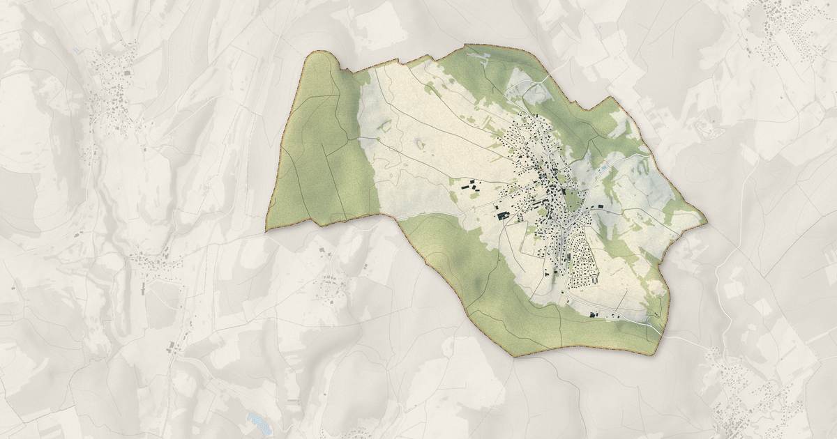 Portrait cartographique de Montenois : relief, eau, forêts, bâti et voies, calculés à partir des données de l'IGN