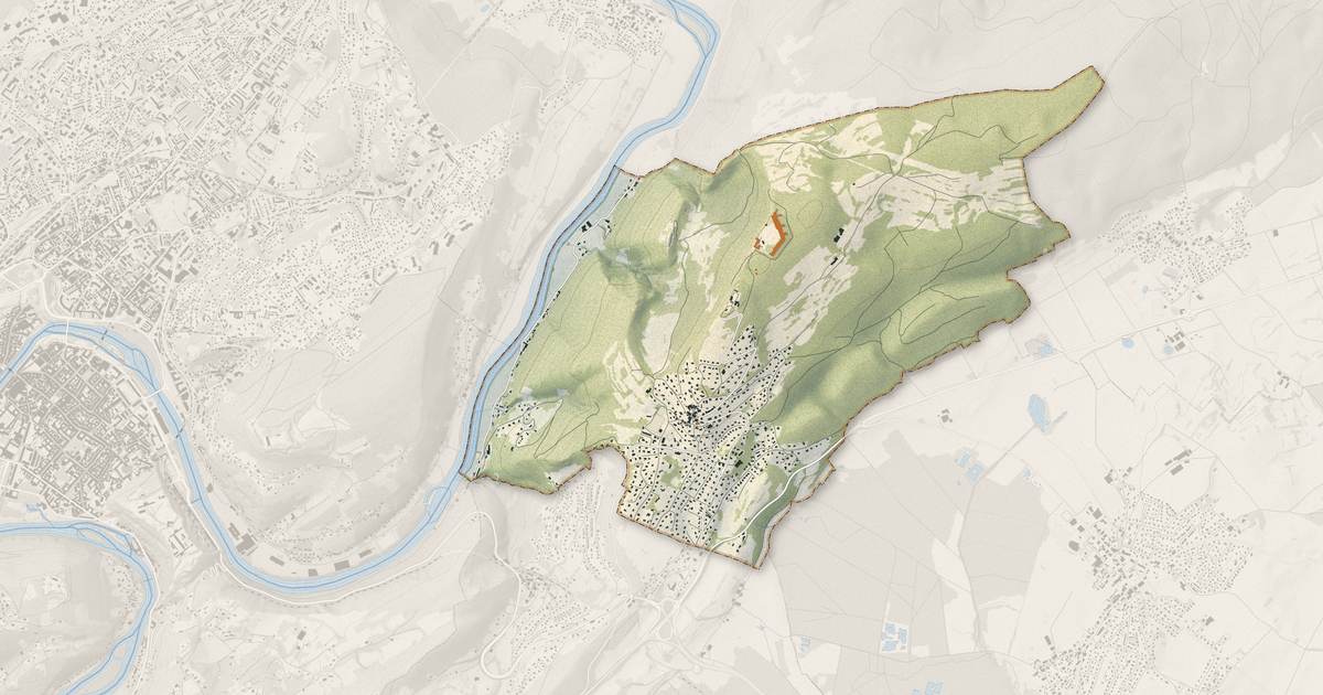 Portrait cartographique de Montfaucon : relief, eau, forêts, bâti et voies, calculés à partir des données de l'IGN