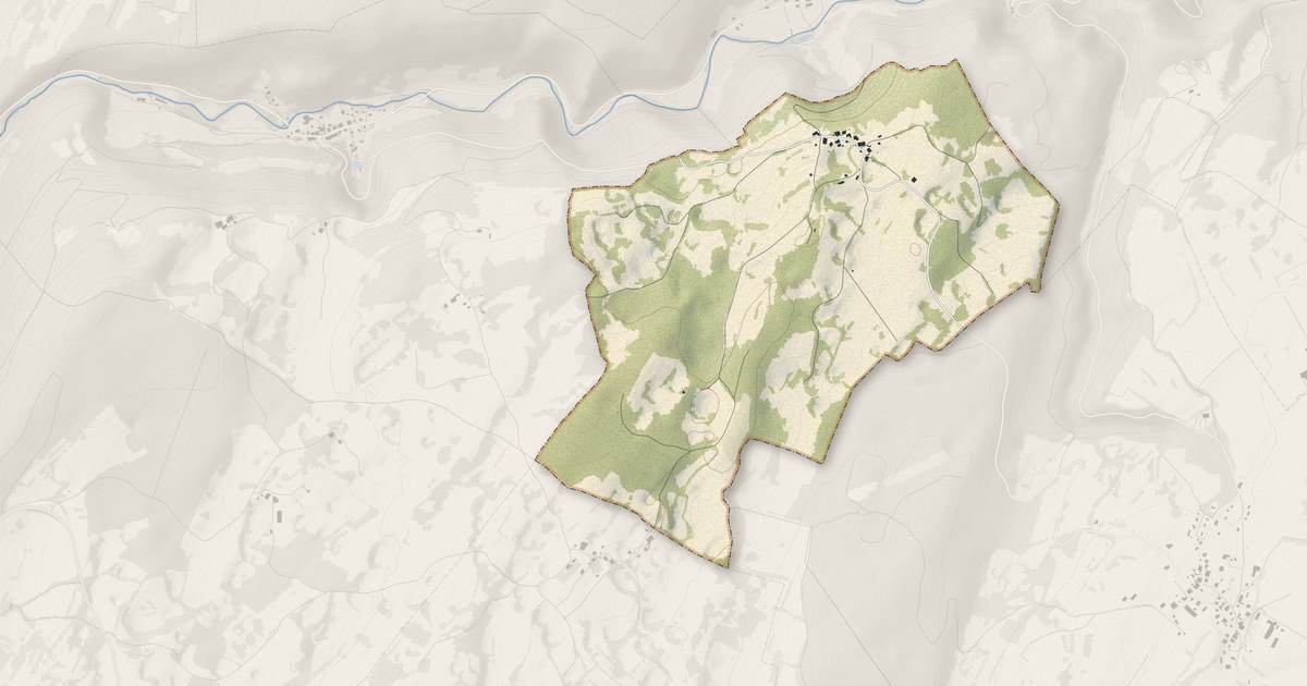 Portrait cartographique de Montivernage : relief, eau, forêts, bâti et voies, calculés à partir des données de l'IGN
