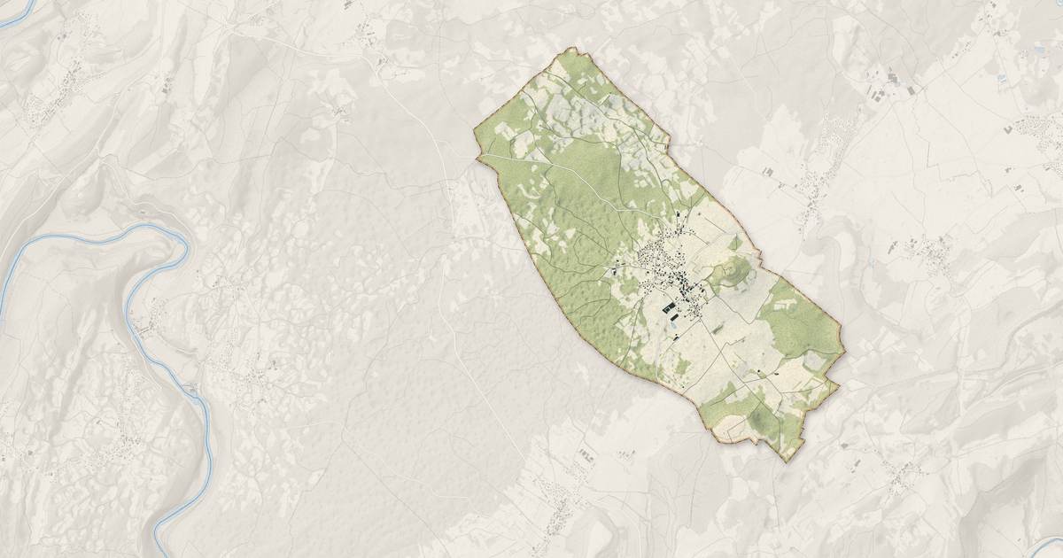 Portrait cartographique de Montrond-le-Château : relief, eau, forêts, bâti et voies, calculés à partir des données de l'IGN