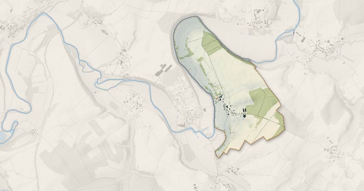 Portrait cartographique de Ollans : relief, eau, forêts, bâti et voies, calculés à partir des données de l'IGN