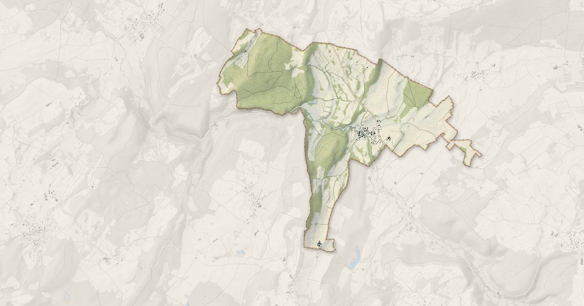 Portrait cartographique de Orsans : relief, eau, forêts, bâti et voies, calculés à partir des données de l'IGN
