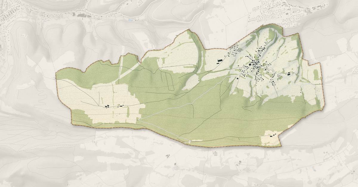 Portrait cartographique de Pierrefontaine-lès-Blamont : relief, eau, forêts, bâti et voies, calculés à partir des données de l'IGN