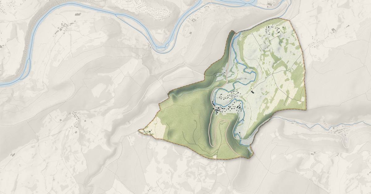 Portrait cartographique de Pont-les-Moulins : relief, eau, forêts, bâti et voies, calculés à partir des données de l'IGN