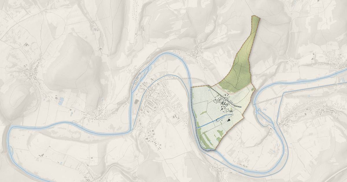 Portrait cartographique de La Prétière : relief, eau, forêts, bâti et voies, calculés à partir des données de l'IGN