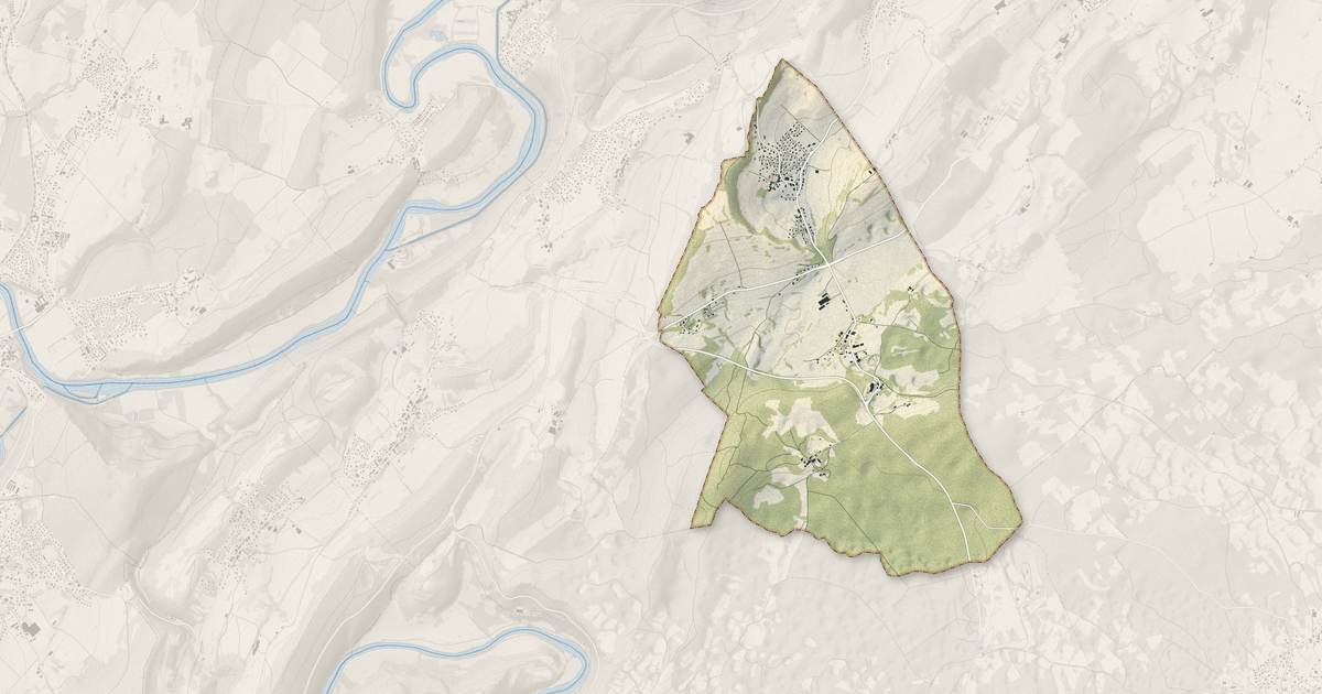 Portrait cartographique de Pugey : relief, eau, forêts, bâti et voies, calculés à partir des données de l'IGN