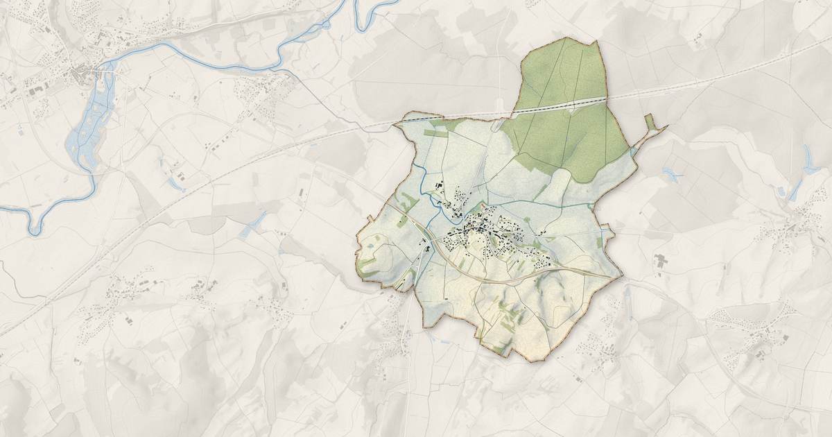 Portrait cartographique de Recologne : relief, eau, forêts, bâti et voies, calculés à partir des données de l'IGN