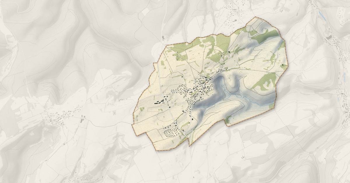 Portrait cartographique de Roches-lès-Blamont : relief, eau, forêts, bâti et voies, calculés à partir des données de l'IGN