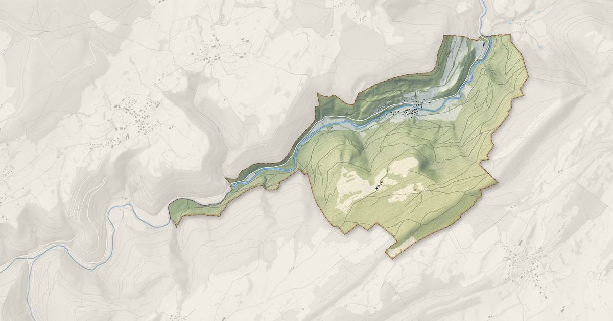 Portrait cartographique de Rosureux : relief, eau, forêts, bâti et voies, calculés à partir des données de l'IGN