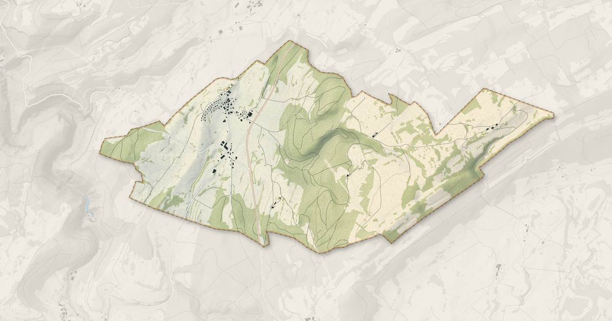 Portrait cartographique de Saint-Gorgon-Main : relief, eau, forêts, bâti et voies, calculés à partir des données de l'IGN