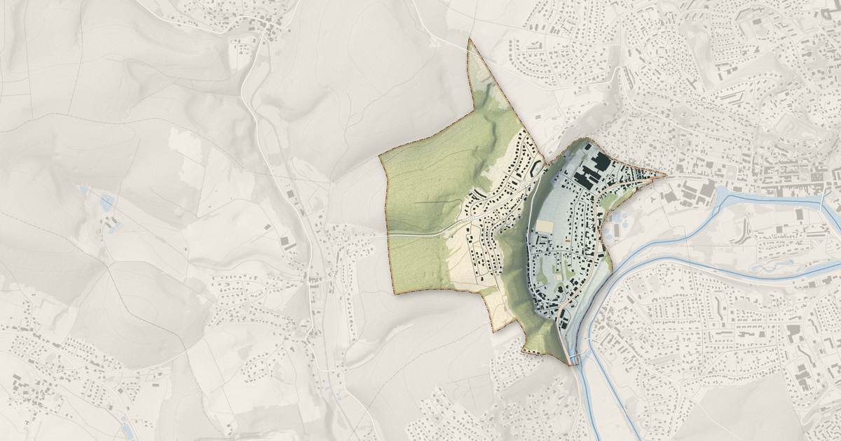 Portrait cartographique de Sainte-Suzanne : relief, eau, forêts, bâti et voies, calculés à partir des données de l'IGN