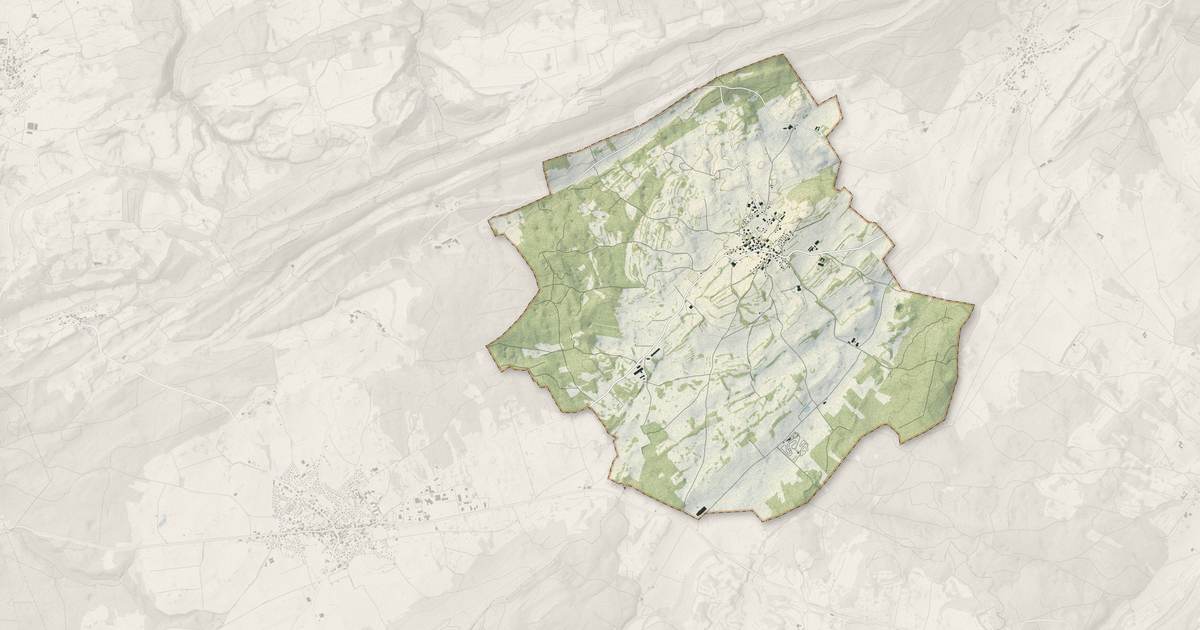 Portrait cartographique de Septfontaines : relief, eau, forêts, bâti et voies, calculés à partir des données de l'IGN