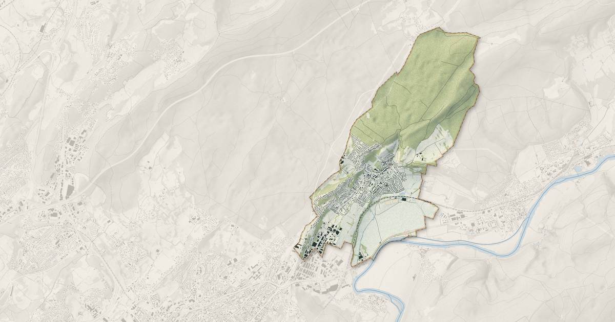Portrait cartographique de Thise : relief, eau, forêts, bâti et voies, calculés à partir des données de l'IGN