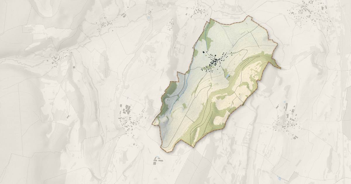 Portrait cartographique de Trouvans : relief, eau, forêts, bâti et voies, calculés à partir des données de l'IGN
