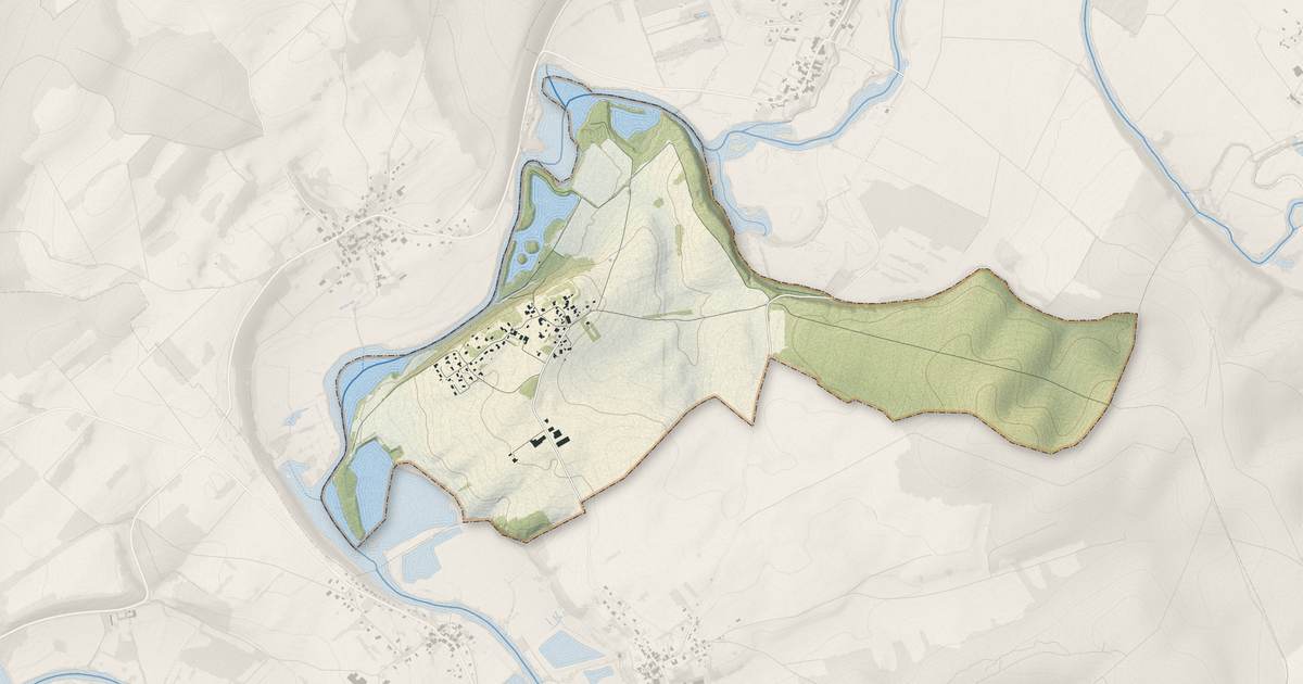 Portrait cartographique de Valleroy : relief, eau, forêts, bâti et voies, calculés à partir des données de l'IGN