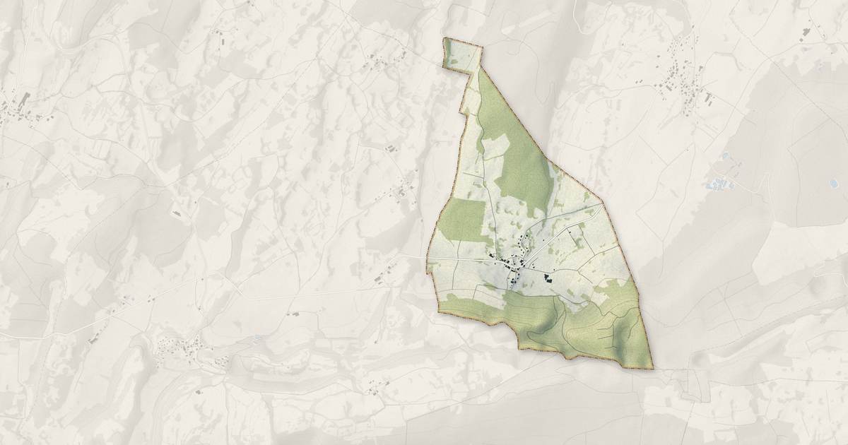 Portrait cartographique de Vaudrivillers : relief, eau, forêts, bâti et voies, calculés à partir des données de l'IGN