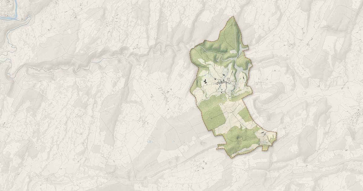 Portrait cartographique de Vellevans : relief, eau, forêts, bâti et voies, calculés à partir des données de l'IGN