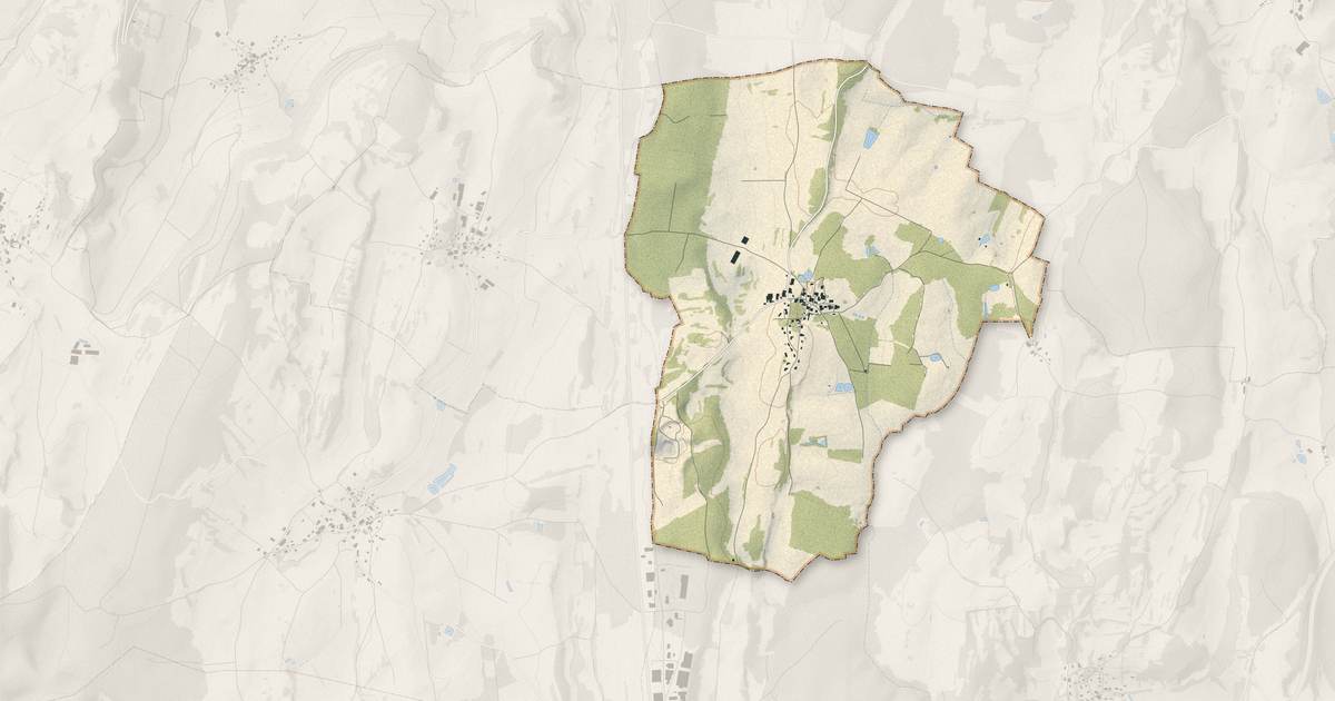 Portrait cartographique de Vergranne : relief, eau, forêts, bâti et voies, calculés à partir des données de l'IGN