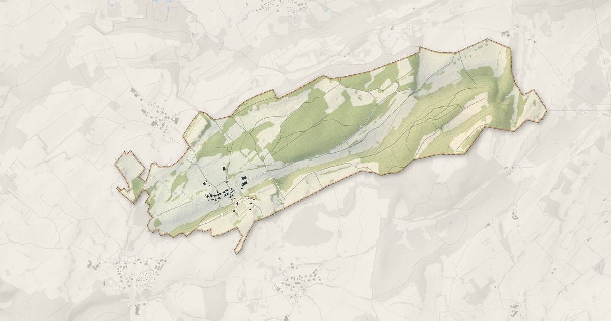 Portrait cartographique de Villers-la-Combe : relief, eau, forêts, bâti et voies, calculés à partir des données de l'IGN