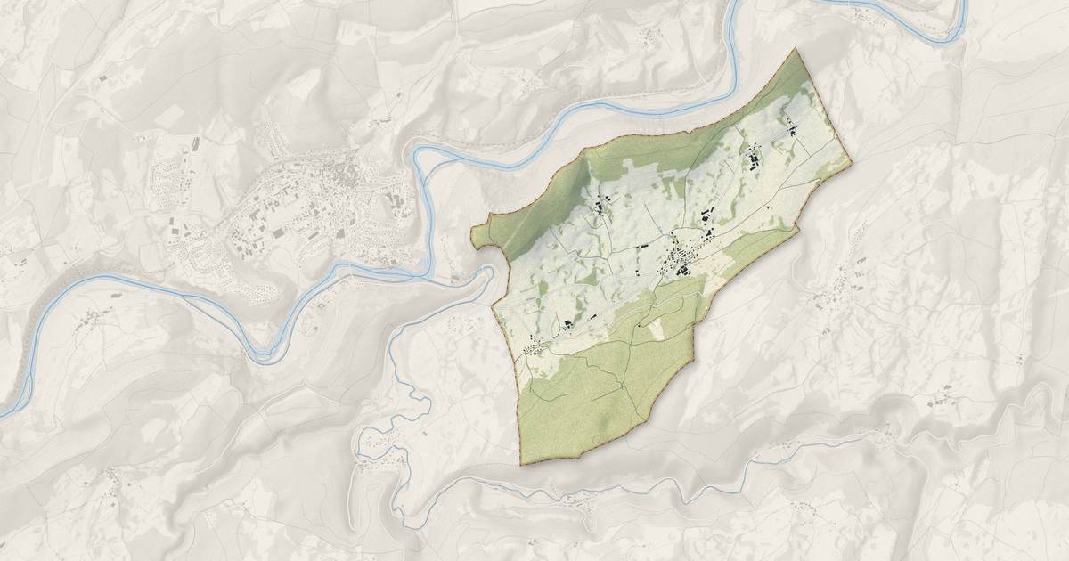 Portrait cartographique de Villers-Saint-Martin : relief, eau, forêts, bâti et voies, calculés à partir des données de l'IGN