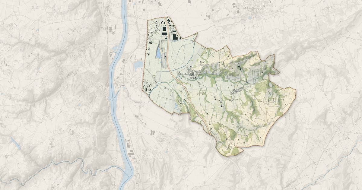 Portrait cartographique de Albon : relief, eau, forêts, bâti et voies, calculés à partir des données de l'IGN