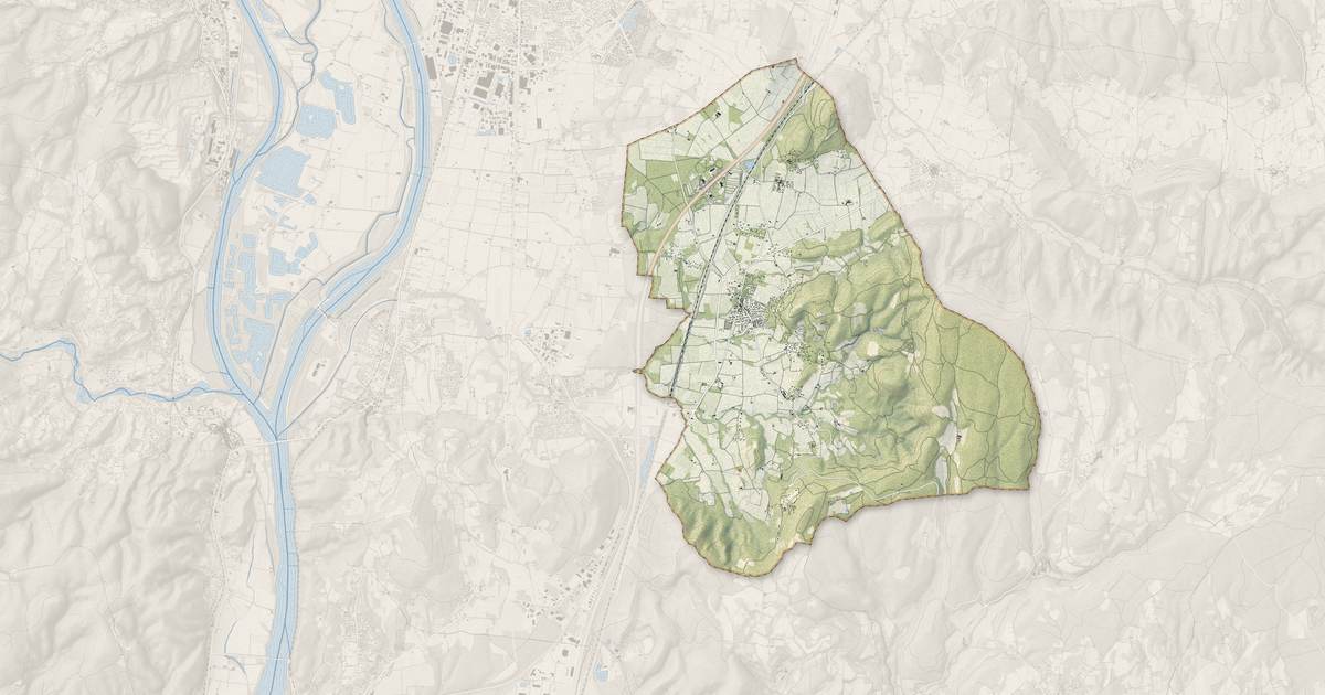 Portrait cartographique de Allan : relief, eau, forêts, bâti et voies, calculés à partir des données de l'IGN