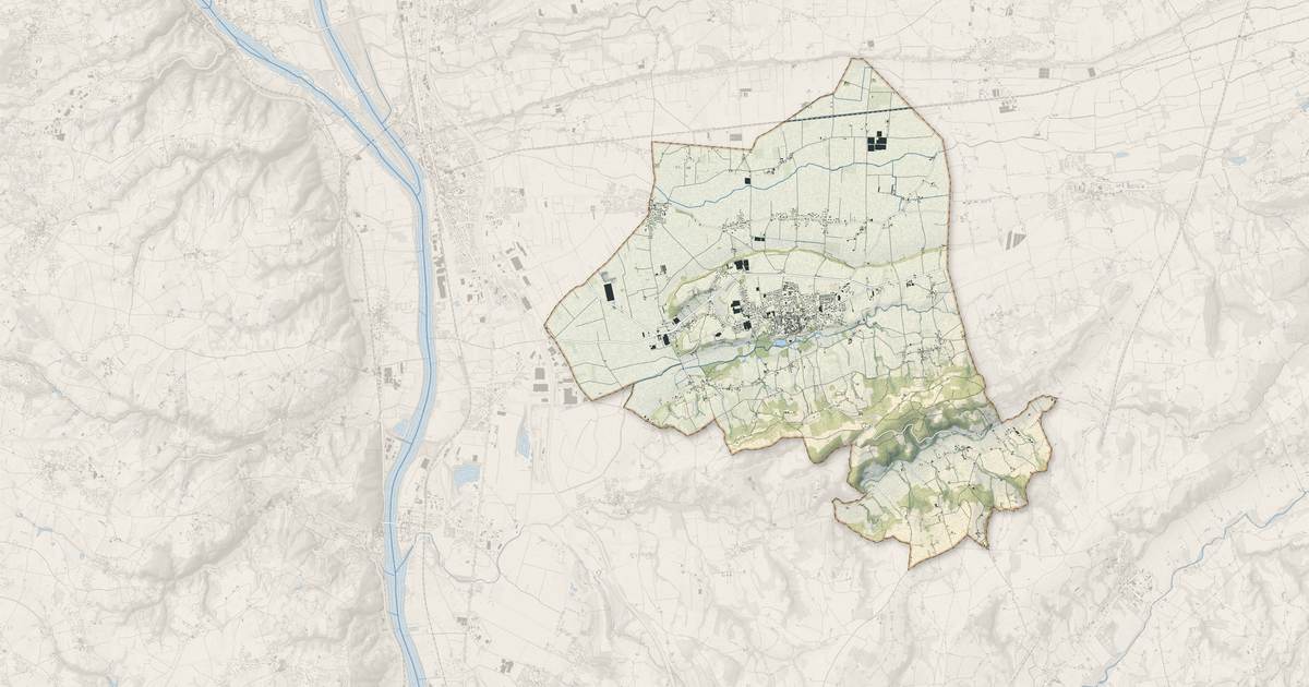 Portrait cartographique de Anneyron : relief, eau, forêts, bâti et voies, calculés à partir des données de l'IGN