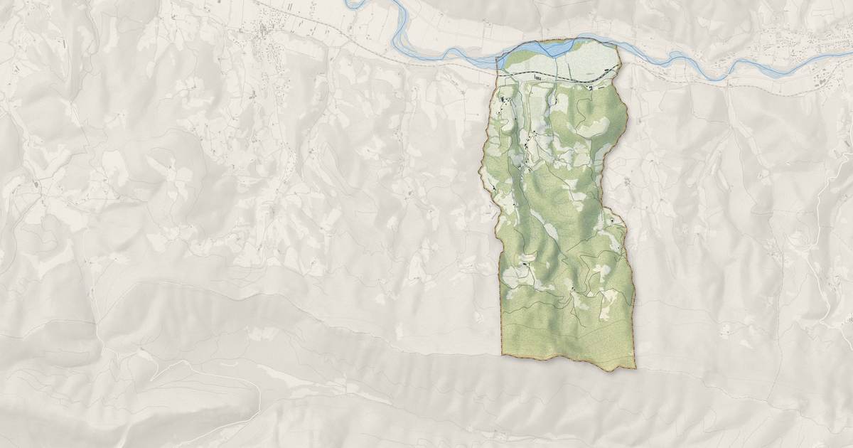 Portrait cartographique de Aubenasson : relief, eau, forêts, bâti et voies, calculés à partir des données de l'IGN