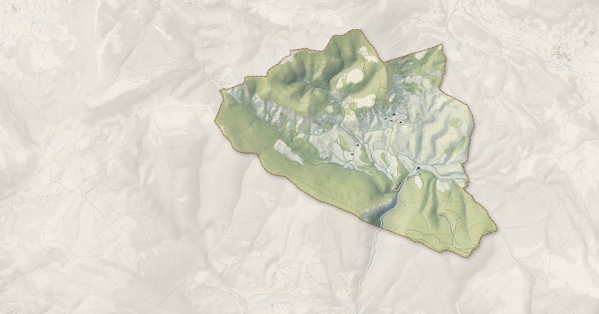 Portrait cartographique de Aulan : relief, eau, forêts, bâti et voies, calculés à partir des données de l'IGN