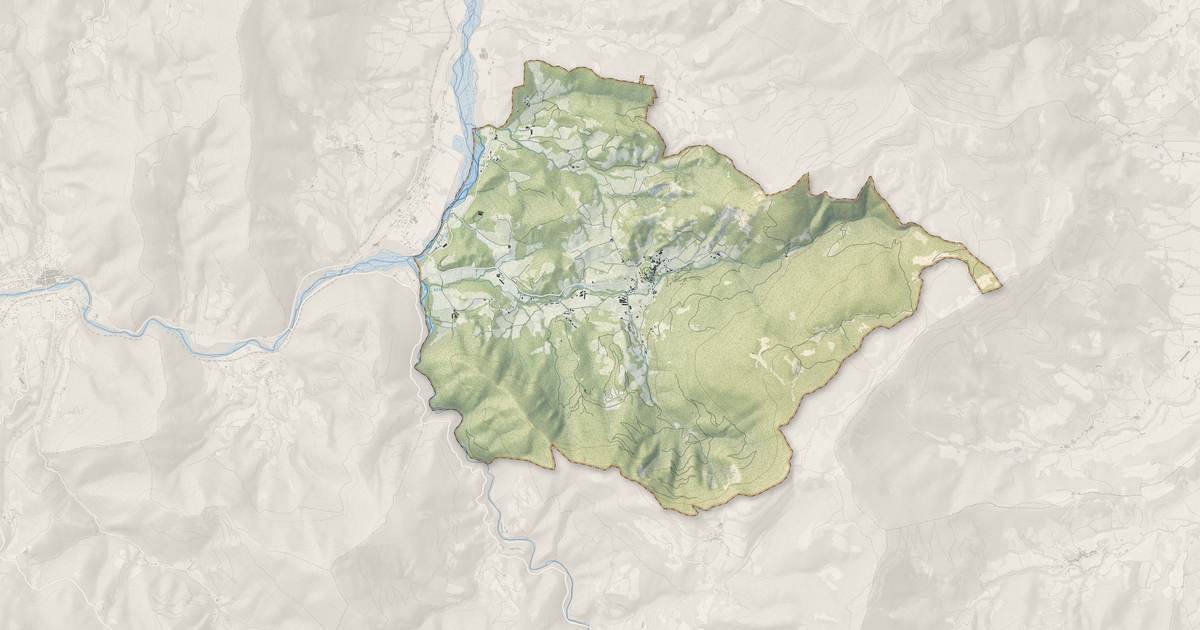 Portrait cartographique de Aurel : relief, eau, forêts, bâti et voies, calculés à partir des données de l'IGN