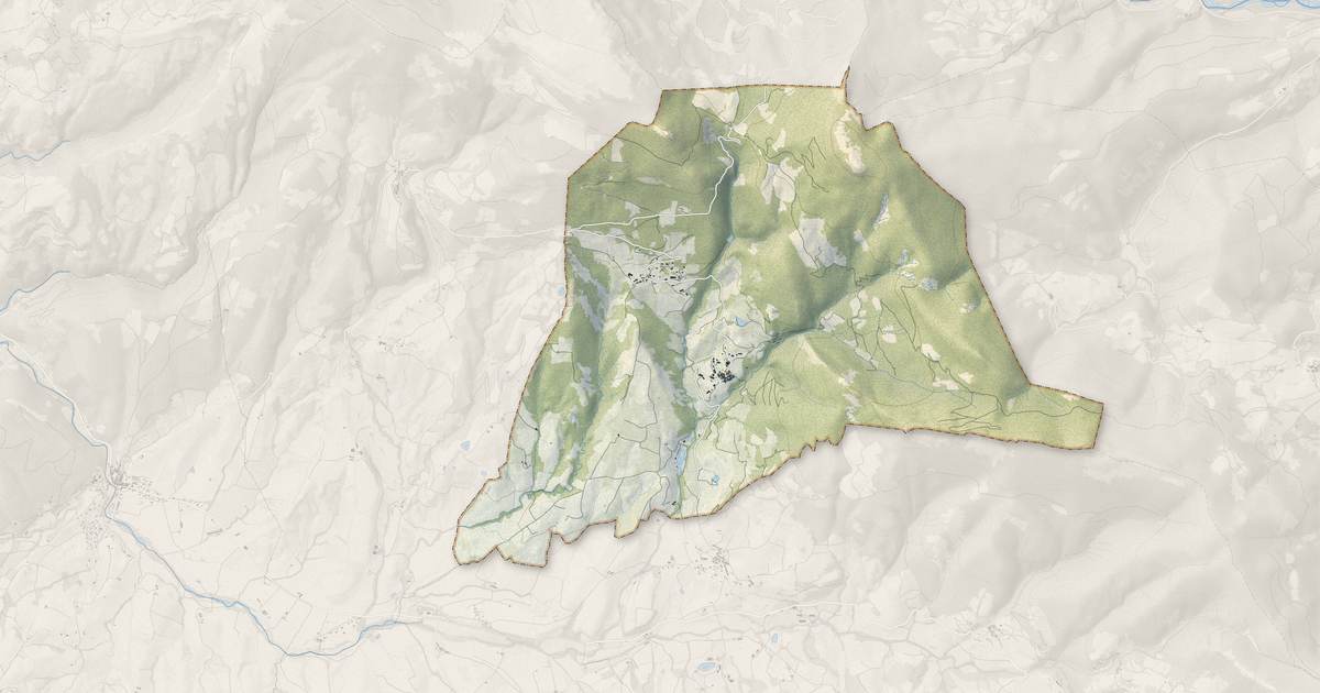 Portrait cartographique de Bellecombe-Tarendol : relief, eau, forêts, bâti et voies, calculés à partir des données de l'IGN