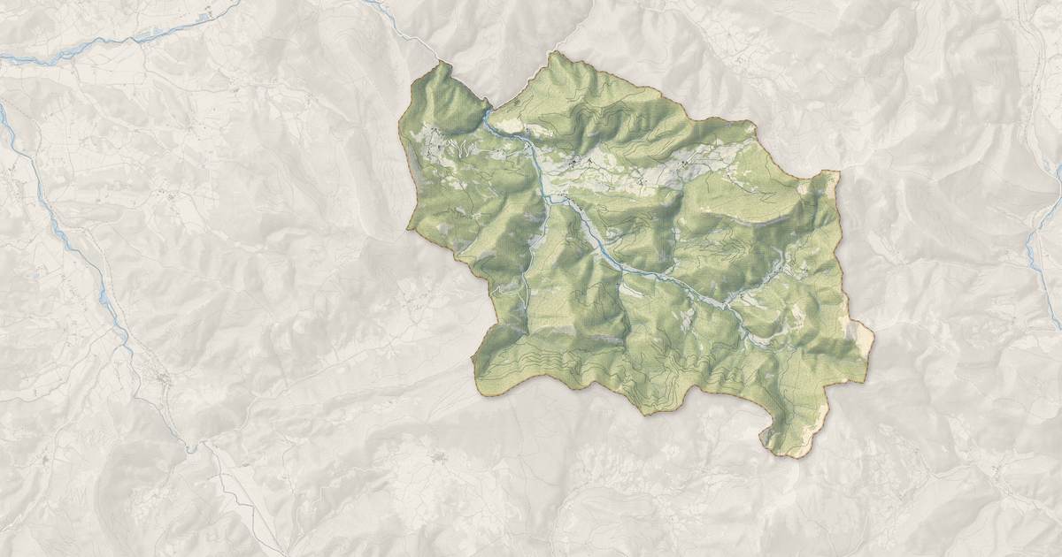 Portrait cartographique de Boulc : relief, eau, forêts, bâti et voies, calculés à partir des données de l'IGN