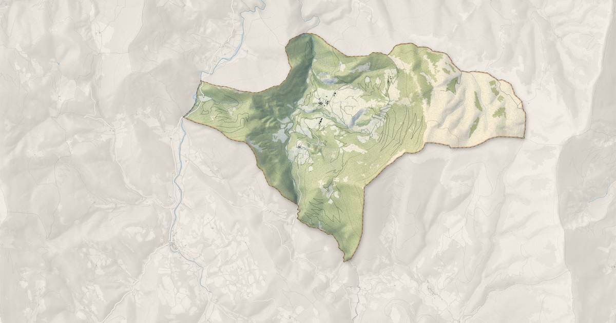 Portrait cartographique de Brette : relief, eau, forêts, bâti et voies, calculés à partir des données de l'IGN