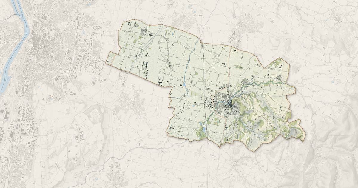 Portrait cartographique de Chabeuil : relief, eau, forêts, bâti et voies, calculés à partir des données de l'IGN