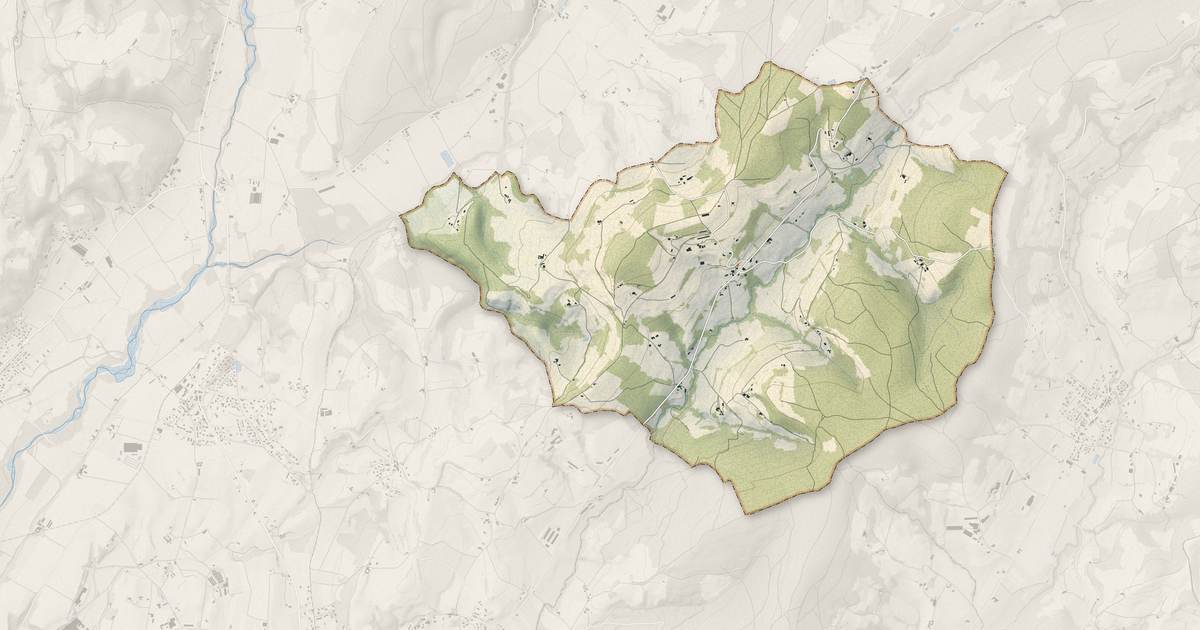 Portrait cartographique de Le Chalon : relief, eau, forêts, bâti et voies, calculés à partir des données de l'IGN