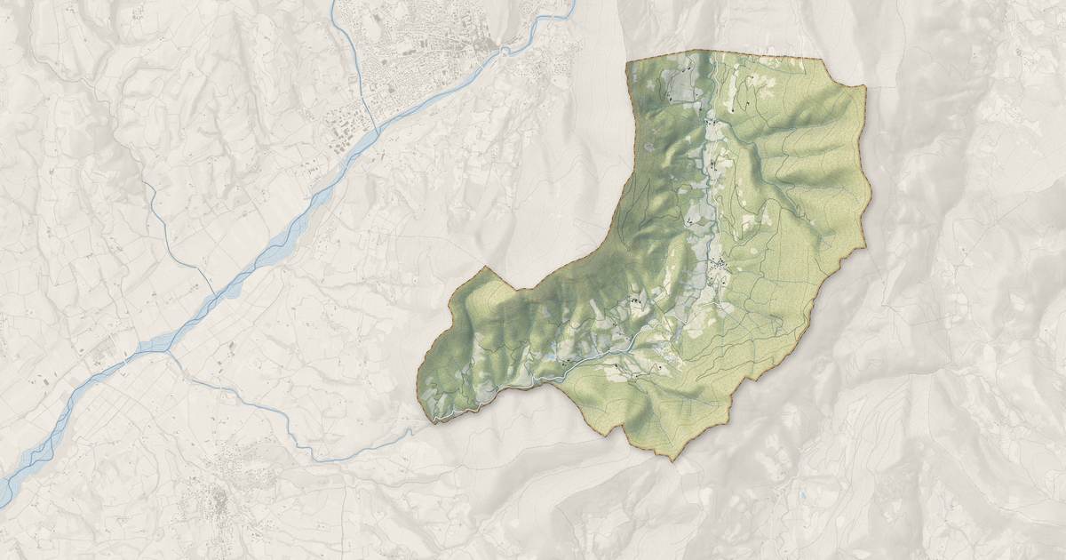 Portrait cartographique de Châteauneuf-de-Bordette : relief, eau, forêts, bâti et voies, calculés à partir des données de l'IGN