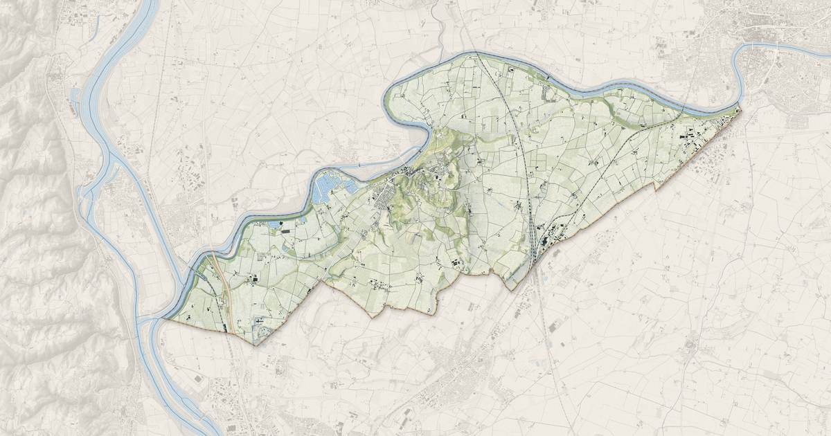 Portrait cartographique de Châteauneuf-sur-Isère : relief, eau, forêts, bâti et voies, calculés à partir des données de l'IGN