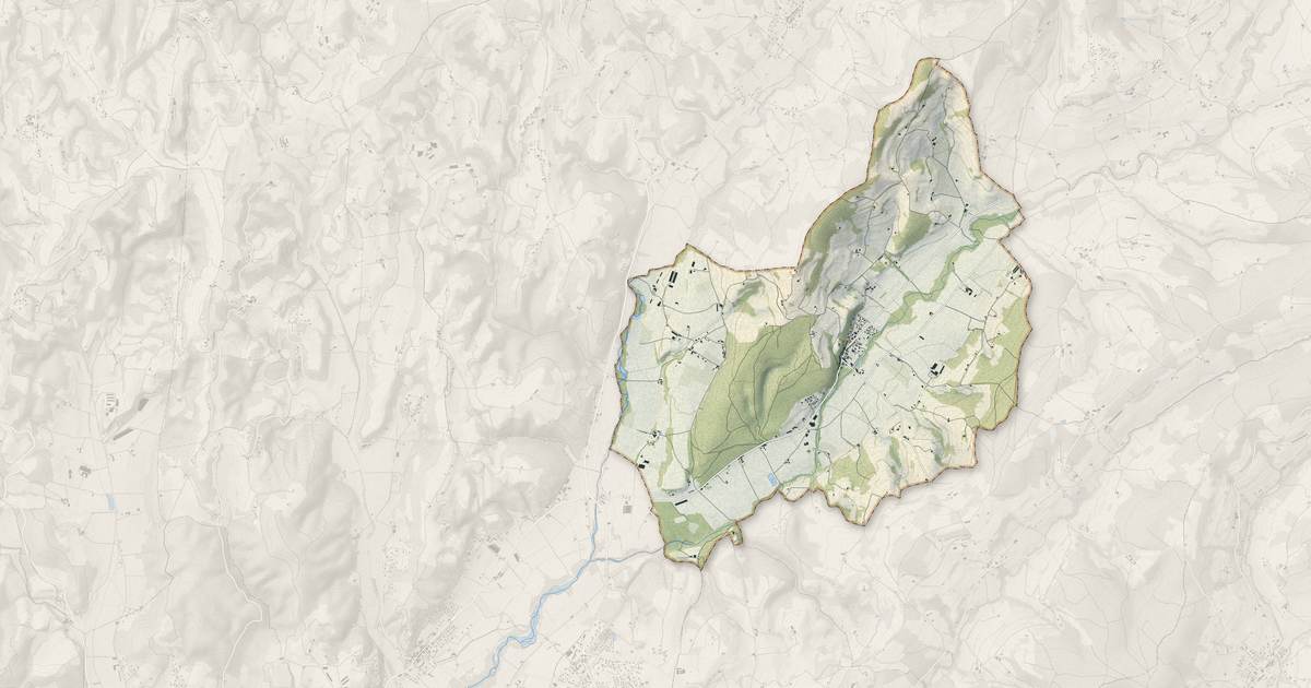 Portrait cartographique de Crépol : relief, eau, forêts, bâti et voies, calculés à partir des données de l'IGN