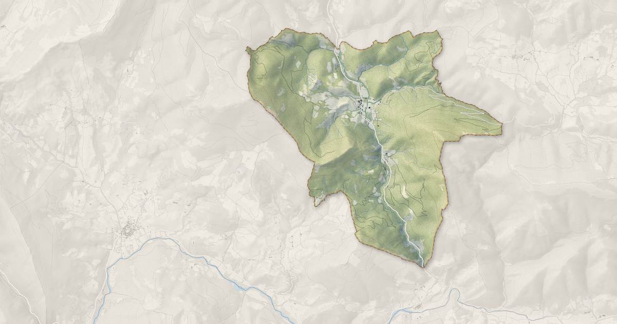 Portrait cartographique de Establet : relief, eau, forêts, bâti et voies, calculés à partir des données de l'IGN
