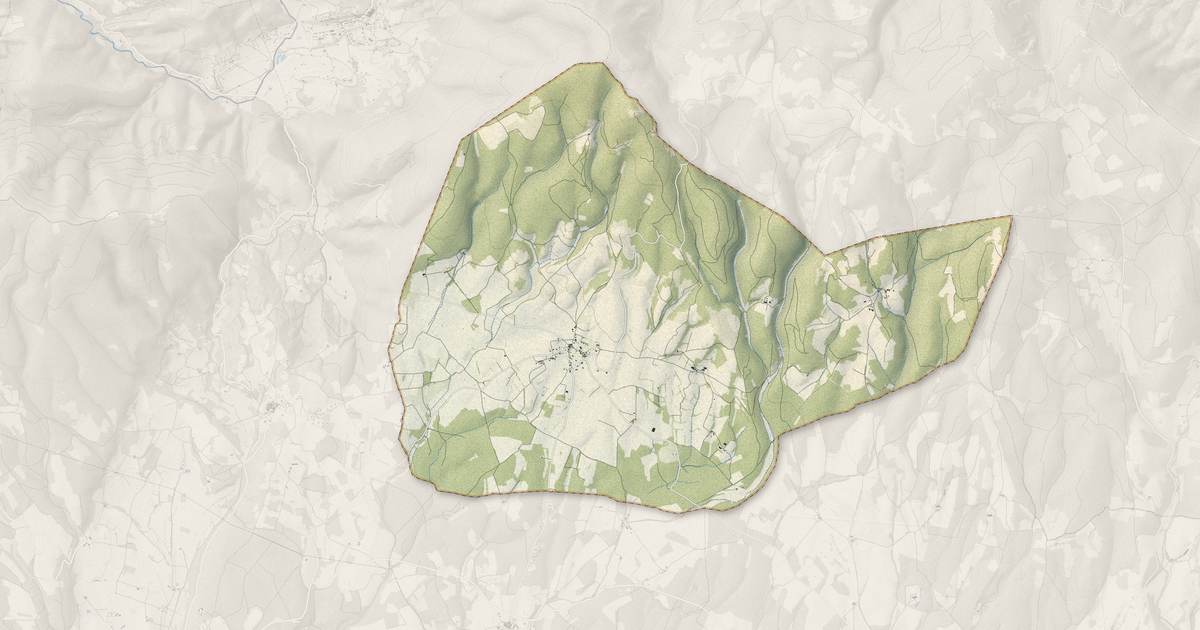 Portrait cartographique de Ferrassières : relief, eau, forêts, bâti et voies, calculés à partir des données de l'IGN