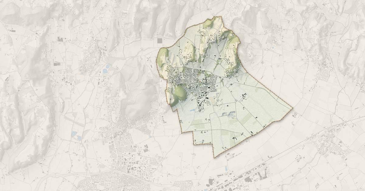 Portrait cartographique de Génissieux : relief, eau, forêts, bâti et voies, calculés à partir des données de l'IGN