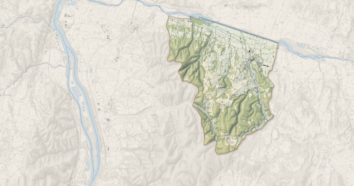 Portrait cartographique de Grane : relief, eau, forêts, bâti et voies, calculés à partir des données de l'IGN