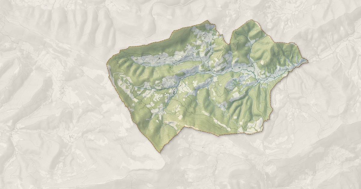 Portrait cartographique de Laborel : relief, eau, forêts, bâti et voies, calculés à partir des données de l'IGN