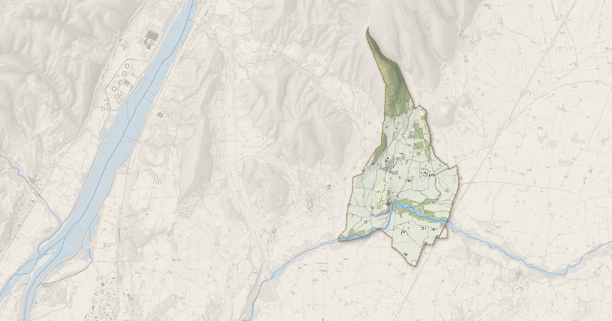 Portrait cartographique de La Laupie : relief, eau, forêts, bâti et voies, calculés à partir des données de l'IGN