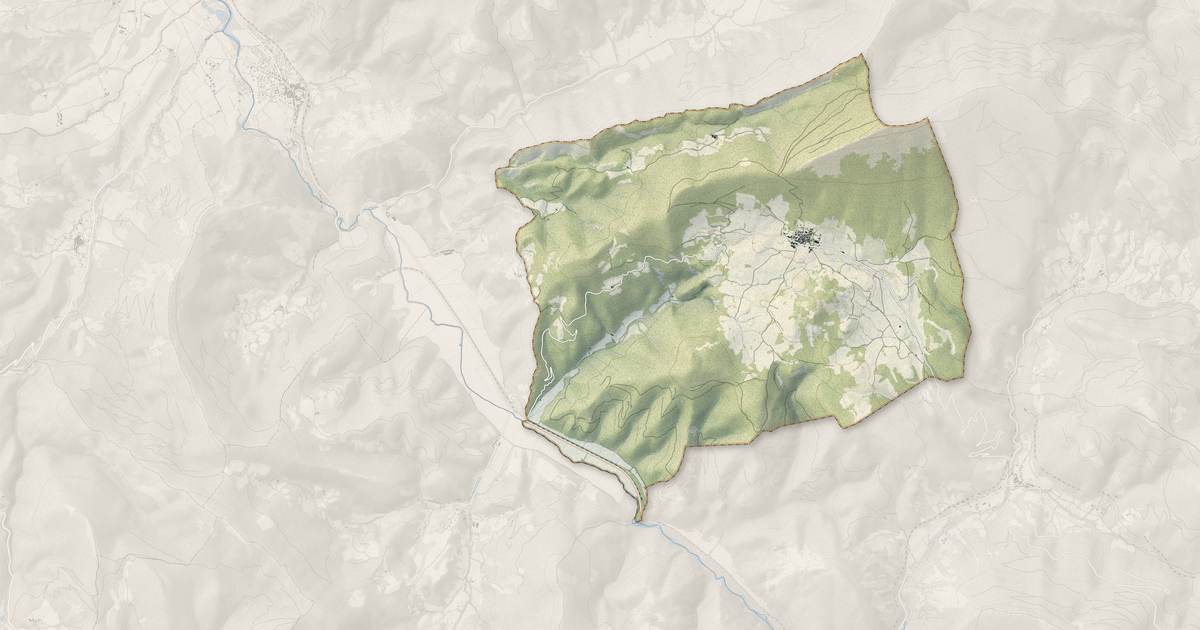 Portrait cartographique de Lesches-en-Diois : relief, eau, forêts, bâti et voies, calculés à partir des données de l'IGN