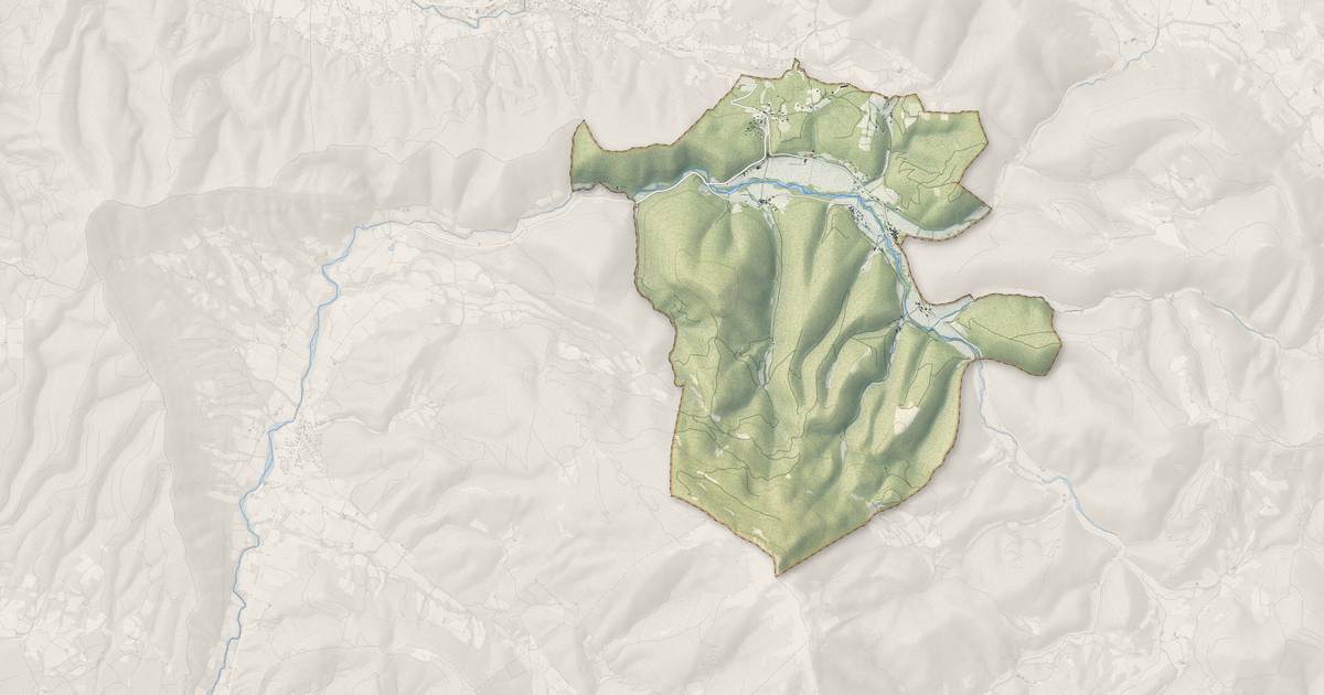Portrait cartographique de Montjoux : relief, eau, forêts, bâti et voies, calculés à partir des données de l'IGN