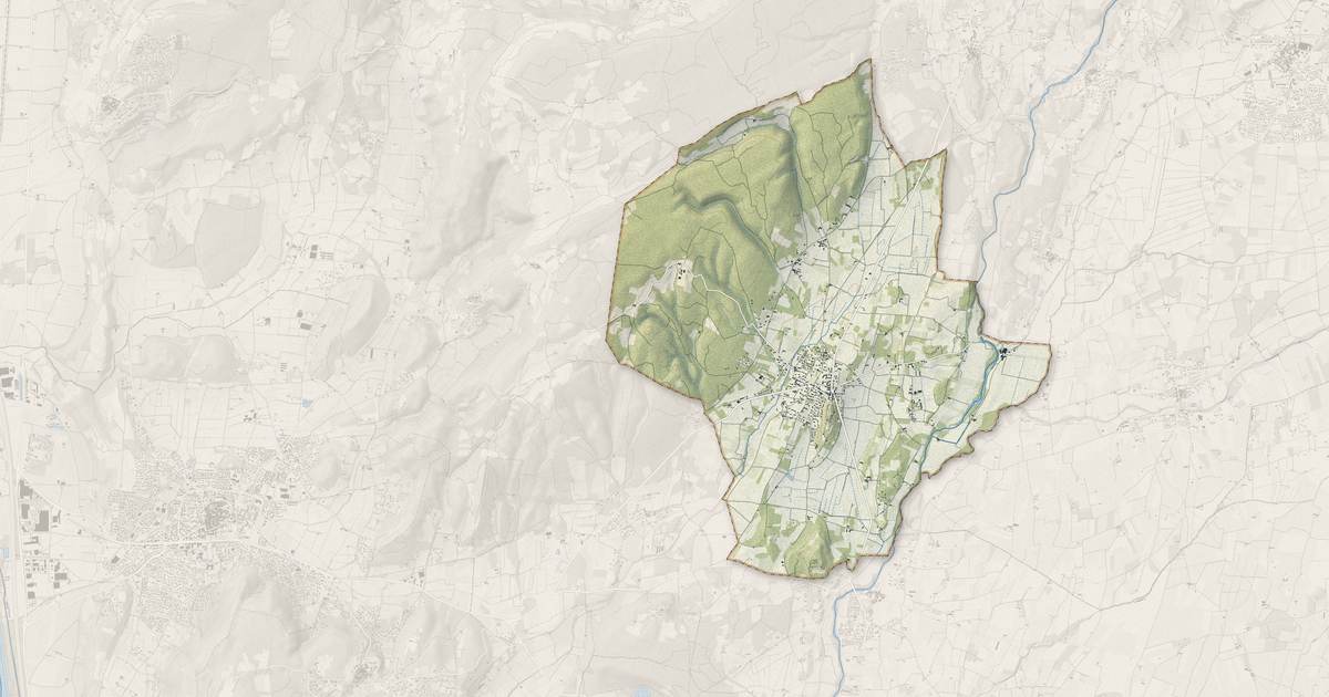 Portrait cartographique de Montségur-sur-Lauzon : relief, eau, forêts, bâti et voies, calculés à partir des données de l'IGN