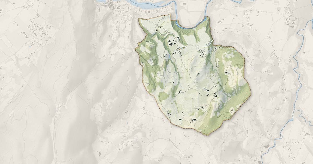 Portrait cartographique de La Motte-Fanjas : relief, eau, forêts, bâti et voies, calculés à partir des données de l'IGN