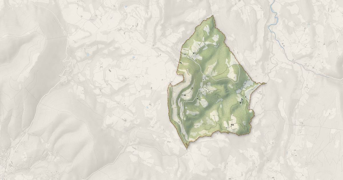 Portrait cartographique de Orcinas : relief, eau, forêts, bâti et voies, calculés à partir des données de l'IGN