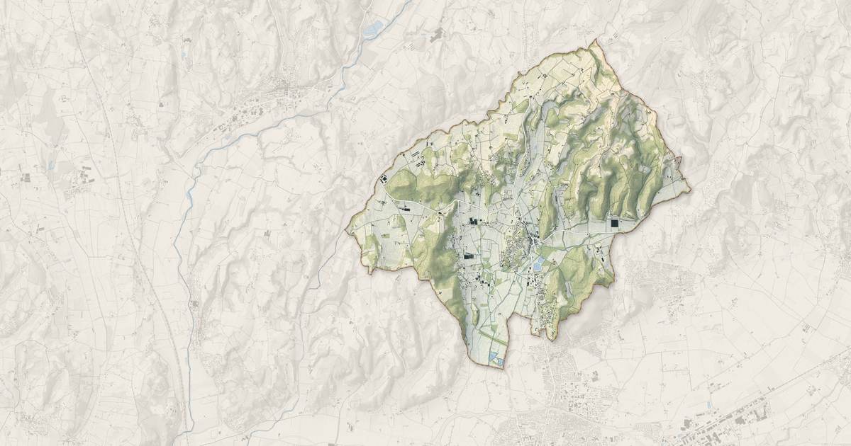 Portrait cartographique de Peyrins : relief, eau, forêts, bâti et voies, calculés à partir des données de l'IGN